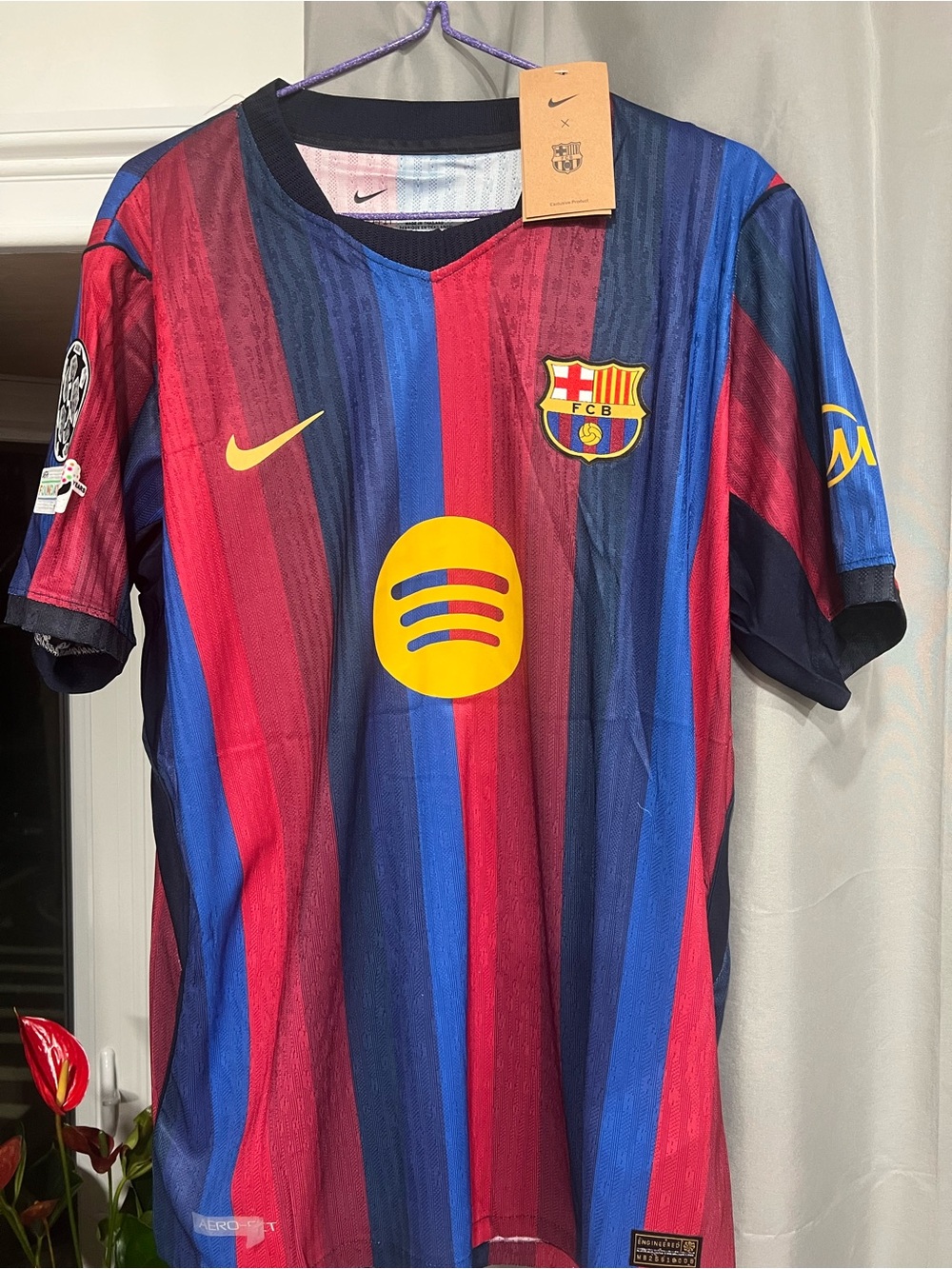 Nike men Barcelona Striped Jersey - Red, Blue & Yellow Accents